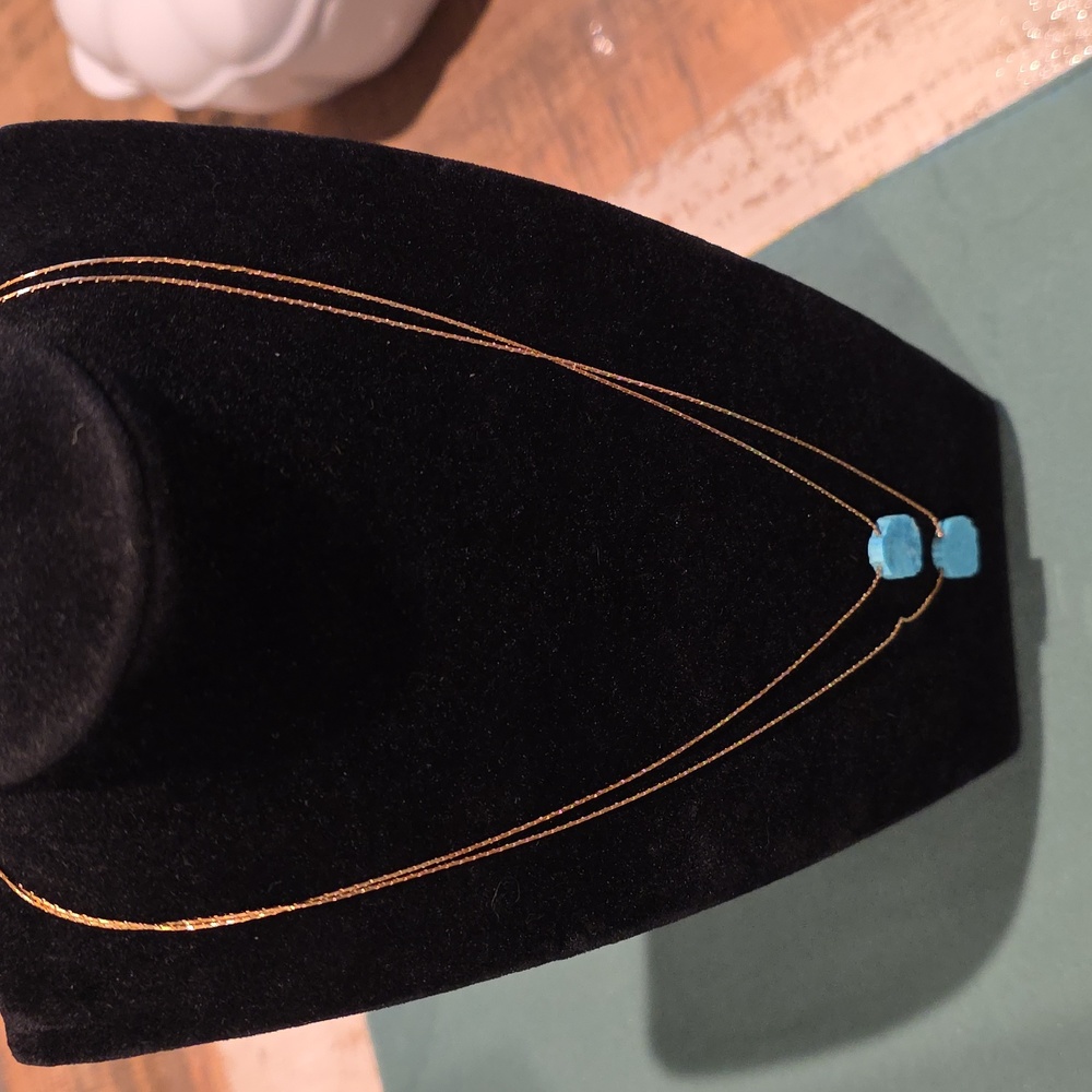 Gold Necklace‎ with Blue Stone Accents